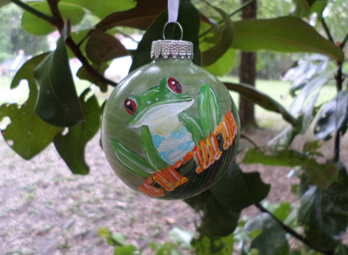 tree frog ornament hand painted glass ornament christmas tree frog ornament hand painted glass ornament christmas