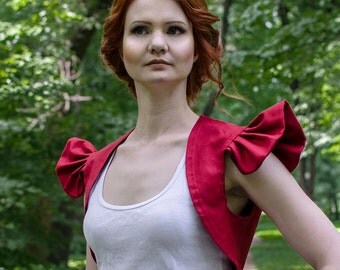 Red bolero, wings bolero, cap sleeve bolero, bridesmaids bolero, hot red wedding bolero, Valentines day bolero, red bridesmaids jacket