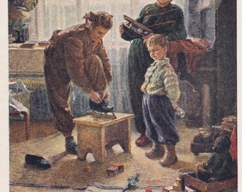 V. Zholtok "Winter came" Postcard -- 1955