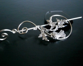 Scottish Thistle Brooch pin, Shawl Pin, Scarf Pin, Sweater Brooch, Knitting Accessories, Silver Wire pin
