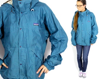 Vintage Retro Blue/Green Patagonia Rain Jacket Large