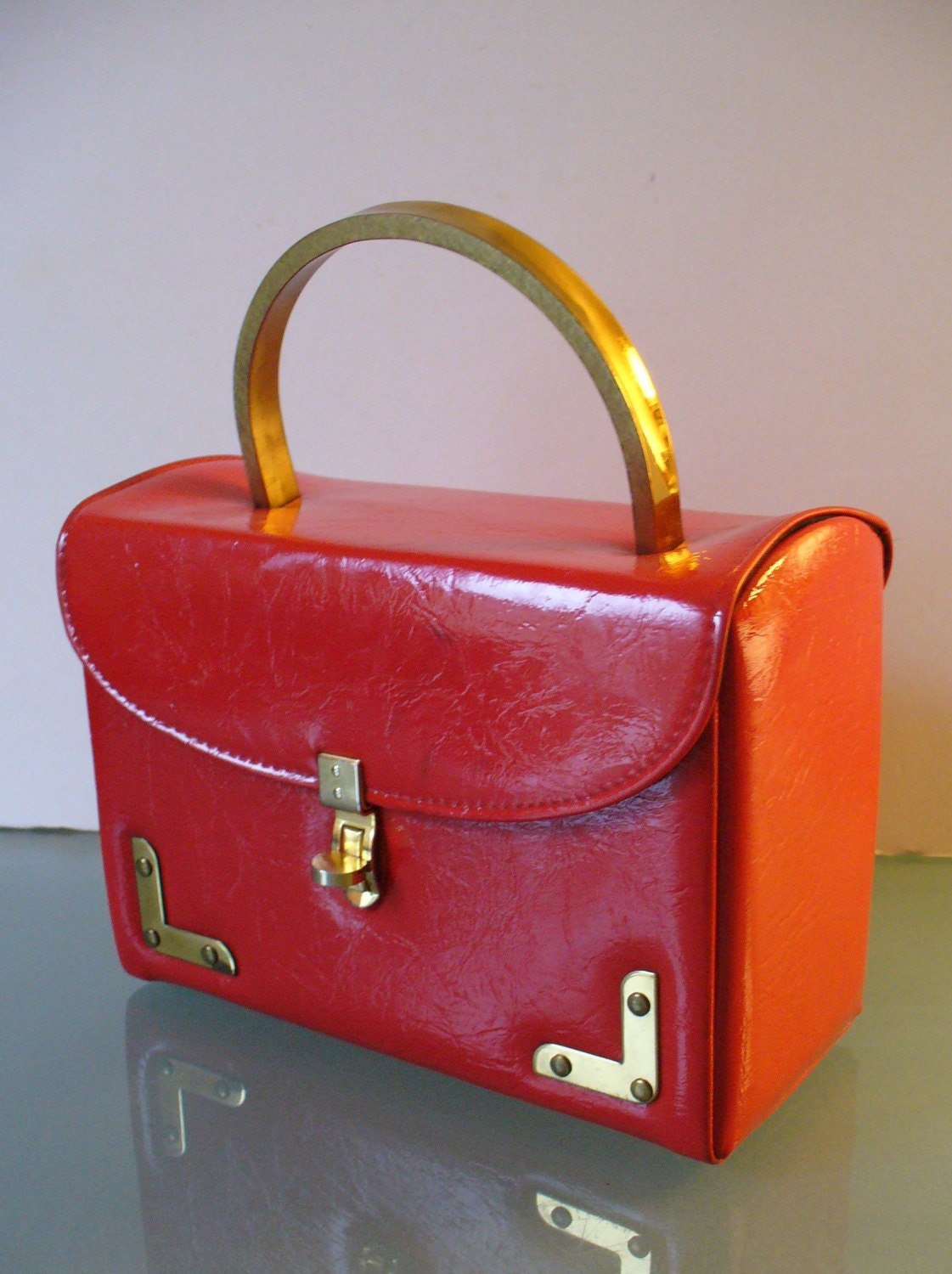 arcadia red patent leather purse