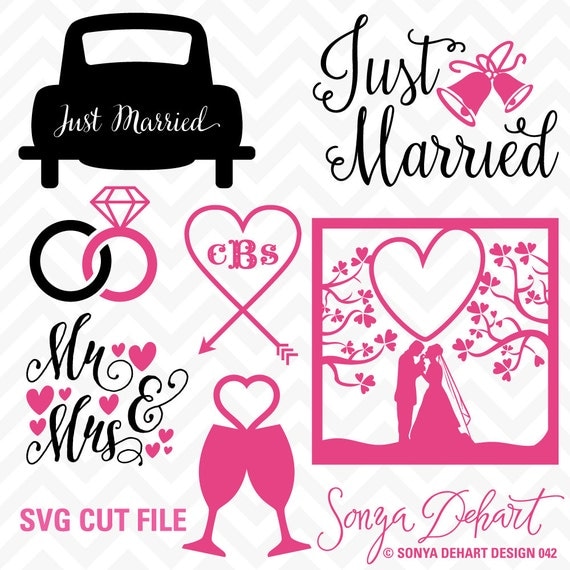 Download 40% OFF SALE Svg Cuttables Wedding Just Married Cut Files Set