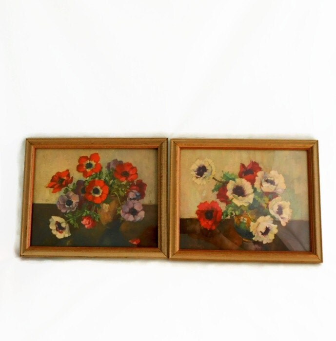 Pair Floral Lithographs Borin Art Products by My3LuvBugsVintage