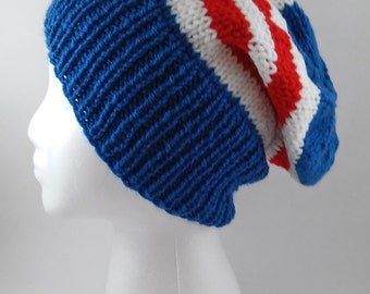 Captain America Knit Slouchy Beanie - MADE TO ORDER