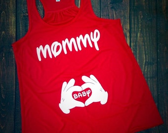 Mommy to be Tank Top, Baby announcement shirt, Disney baby announcement top, Disney pregnancy tank top, racer back tank, bella tank