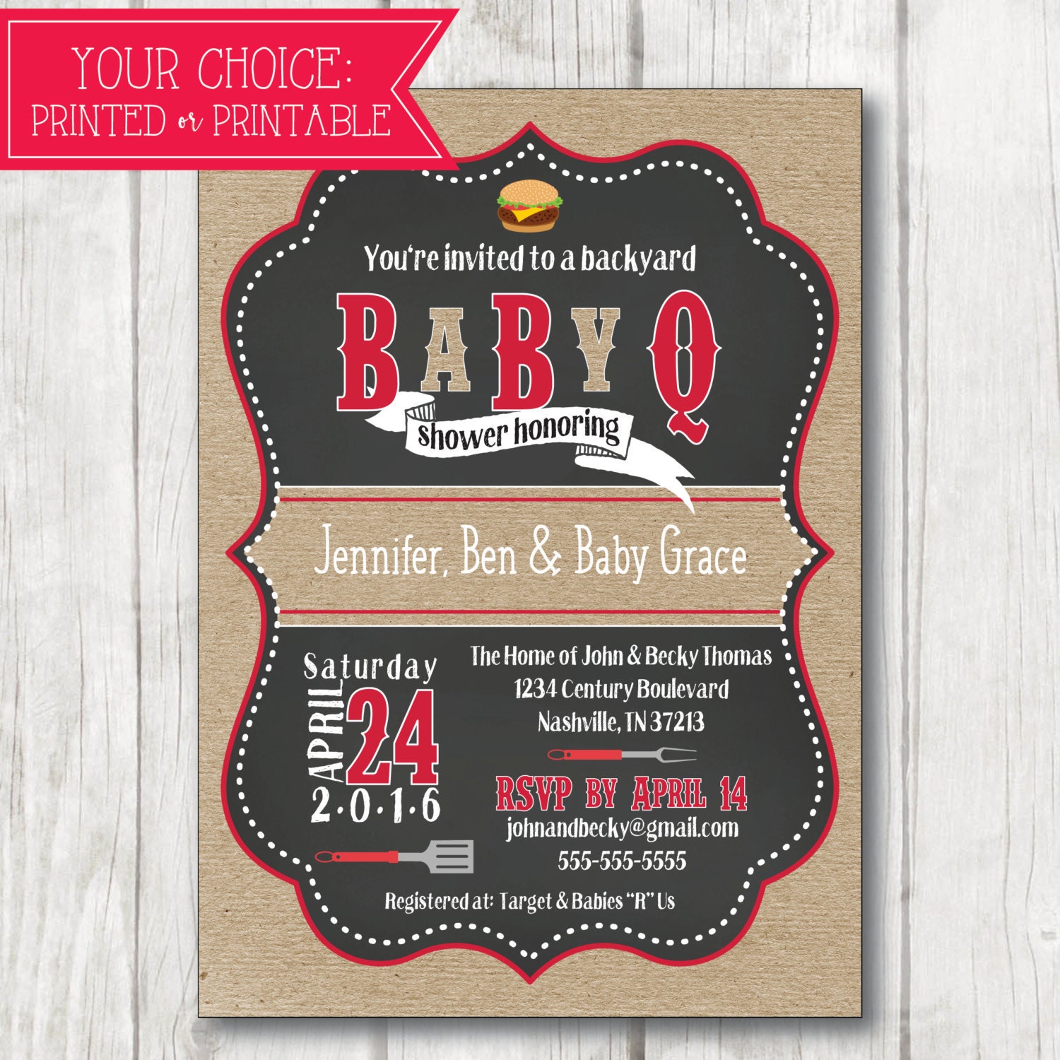 25 5x7 PRINTED Baby BBQ BaByQ Shower Invitations by TheStudioInk