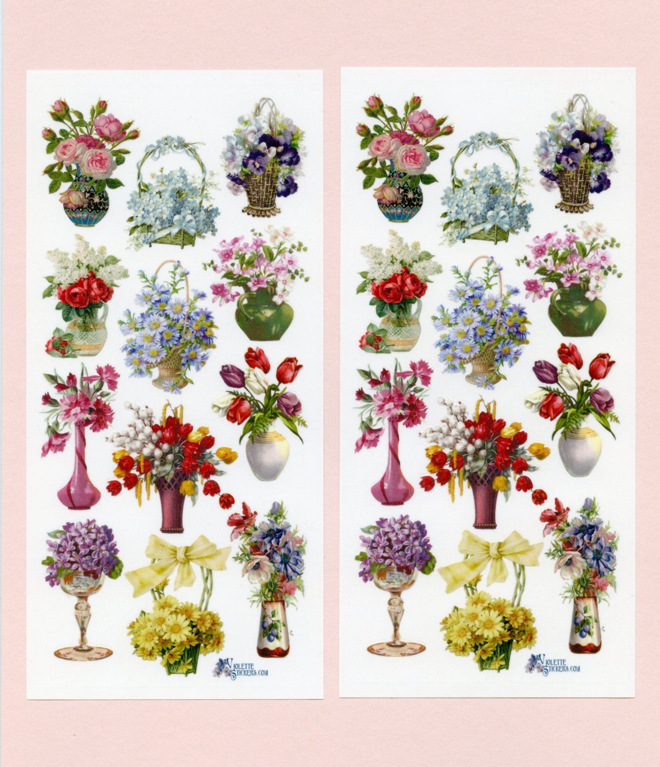Flower STICKERS Floral Bouquet Stickers by OneDayLongAgo on Etsy
