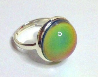 Mood Ring Sterling Silver 925 - 16 mm - High Quality - adjustable - new