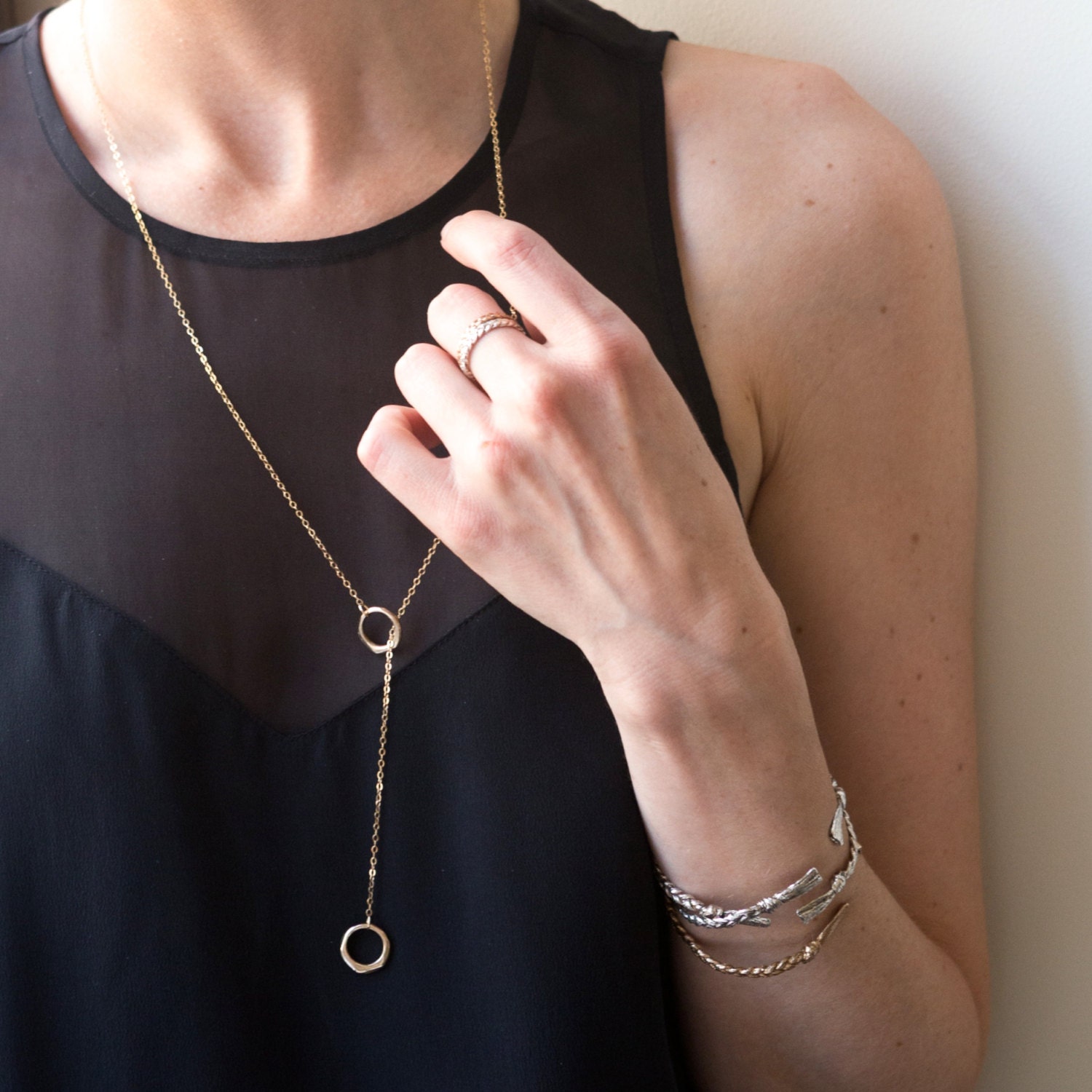 Gold Lariat Necklace Circle Lariat Necklace Long Gold Necklace