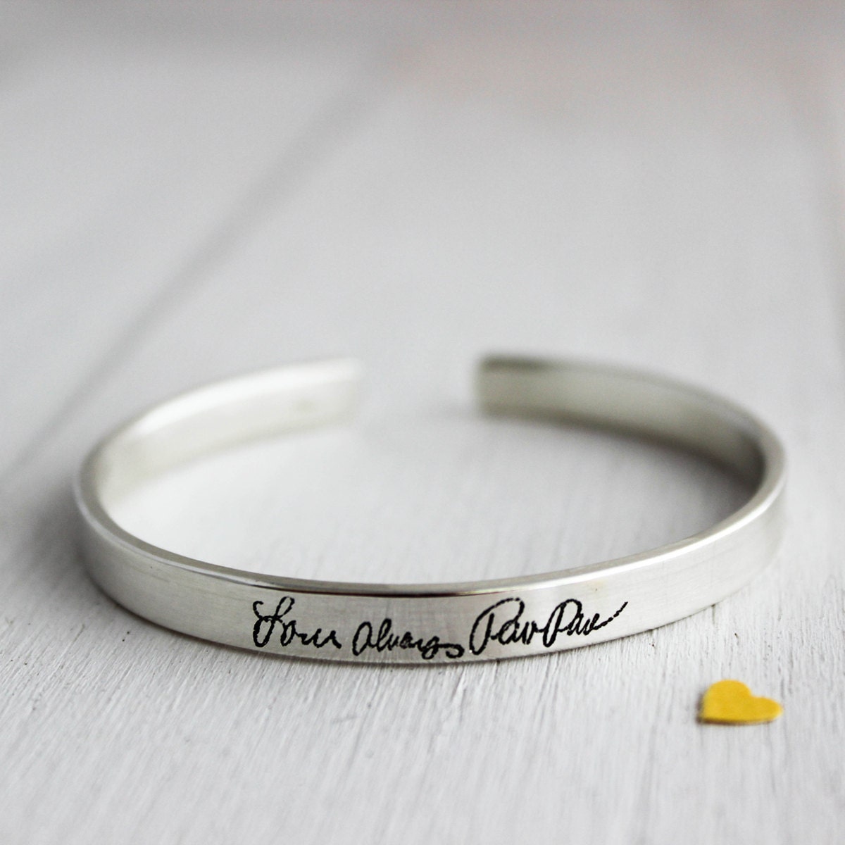 personal handwriting bracelet Handwriting Personalized Cuff Silver Sterling Gold Bracelet