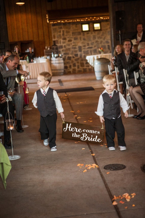 Rustic Here Comes the Bride Sign Ring Bearer Sign Wedding ...