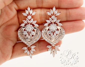 Wedding Earrings Rose Gold plated Zirconia Earrings Platinum plated Zirconia Earrings Wedding Jewelry Bridal Earring Bridal Jewelry Ava
