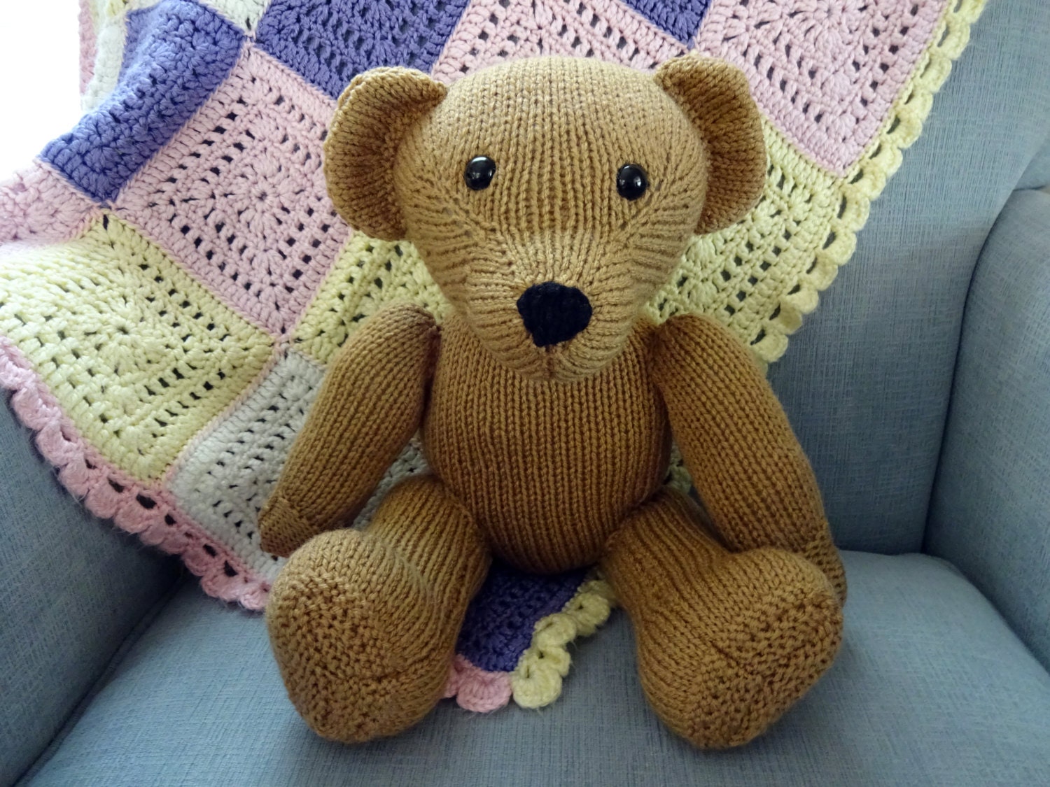 Second SALE Brown Teddy Bear Hand Knit Children's