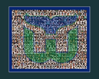 Hartford Whalers Photo Mosaic Print Art Designed Using Whalers Player Images. Handmade by The Mosaic Guy