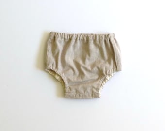 Cotton linen khaki diaper cover, boy bloomer, infant boy spring outfit, boy baby diaper cover, newborn baby bloomers - made to order
