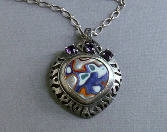 Fordite, Fordite pendant, fordite jewelry, Detroit Agate, handmade silver and fordite pendant, Fordite necklace, OOAK fordite pendant
