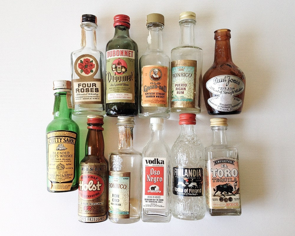 Vintage miniature liquor bottles collection mini glass alcohol