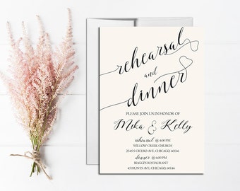 White Rehearsal Dinner Invitation Printable, Modern Rehearsal Dinner Invite Template, Elegant Rehearsal and Dinner, Rustic rehearsal dinner
