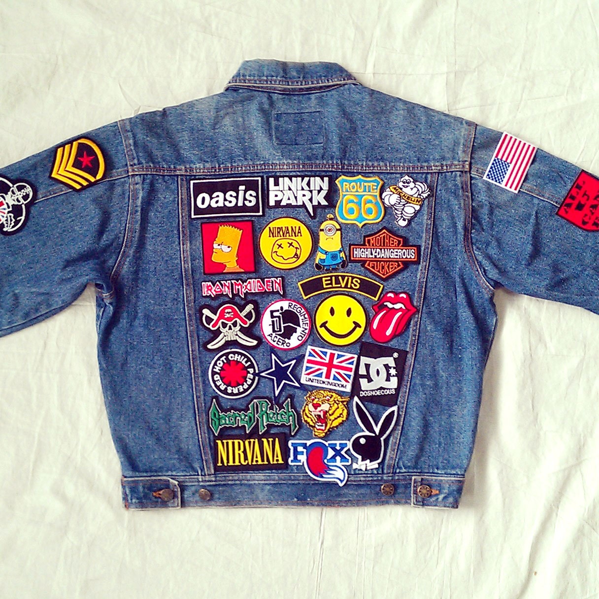 Patched Denim / Reworked Vintage Jean Jacket with Patches