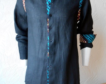 Men's wear /Casual dress shirts detailed and finished with African style Print Fabric