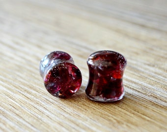 garnet Gauges Plugs double flare stone plugs stones plugs organic Plug 4g 2g 0g 00g 1/2 9/16 5/8 11/16 13/16 13/16 7/8 inch 15/16 1in 2in