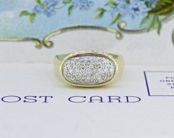 Unique Engagement Ring | Vintage Diamond Signet Ring | 18k Yellow Gold Ring | Minimalist Ring | Formal Jewelry | Mens Pinky Ring | Size 6