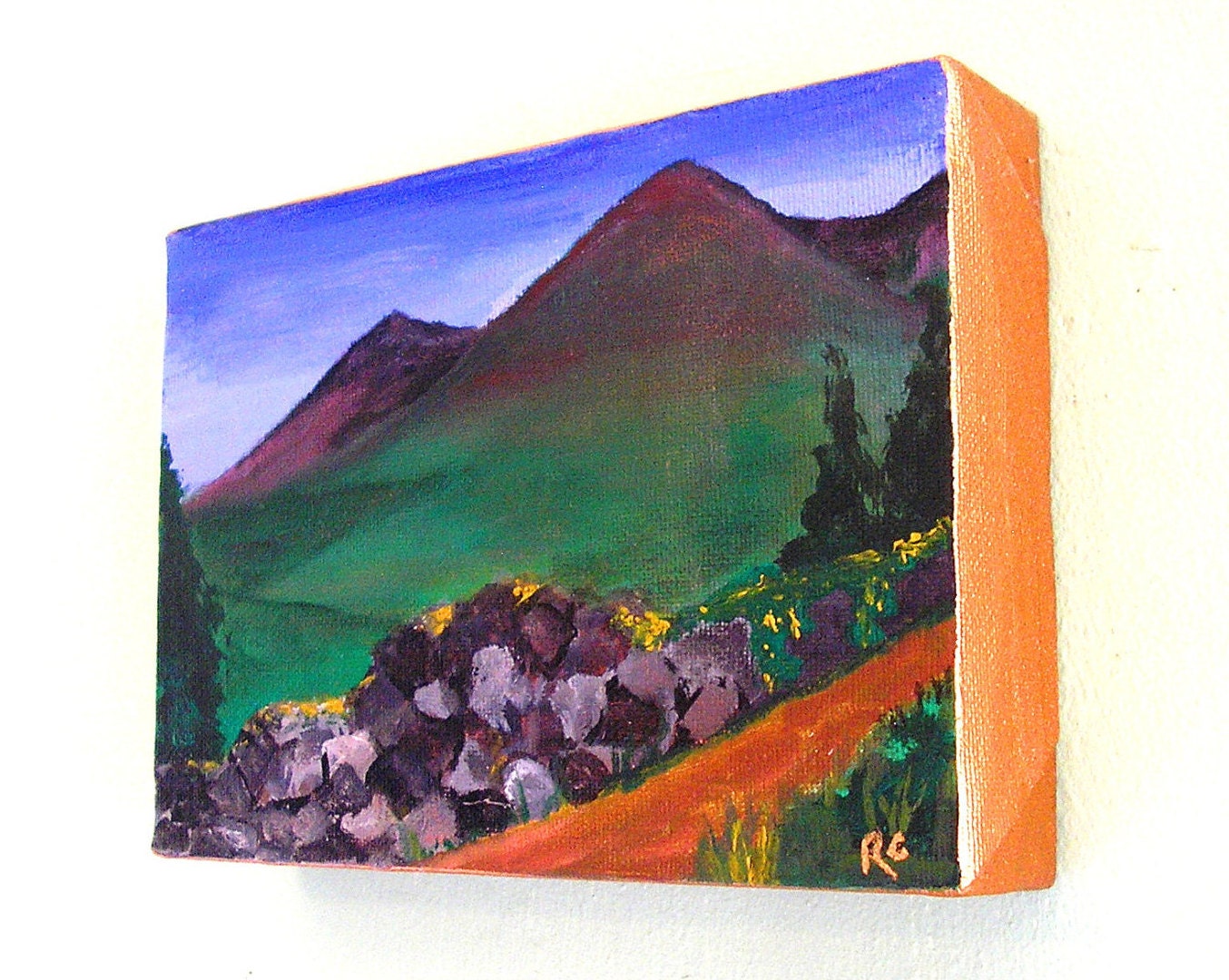 Irish landscape Mourne Mountains Down Ireland acrylic painting