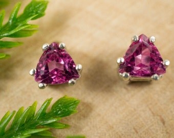 Hot Pink Tourmaline Sterling Silver Earrings