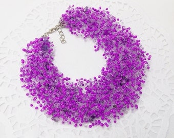 Bridal party gifts wedding jewelry amethyst necklace purple jewelry illusion necklace Purple necklace Violet necklace flower girl jewelry