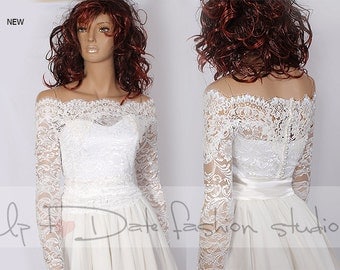 Plus Size lace Bridal Off-Shoulder / Lace wedding jacket/ Bolero shrug/ jacket /bridal lace top