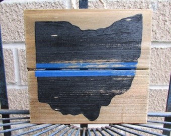 Wooden Ohio Thin Blue Line Plaque
