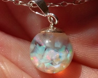 Floating Opal Necklace, (Full Size), Opal Jewelry, Sterling Silver Floating Opal, Genuine Opal Pendant, Made to Order