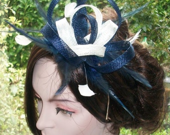 Handmade Navy Fascinator Ivory Fascinator Navy Wedding Fascinator Races Fascinator Kentucky Derby Fascinator Ascot Fascinator