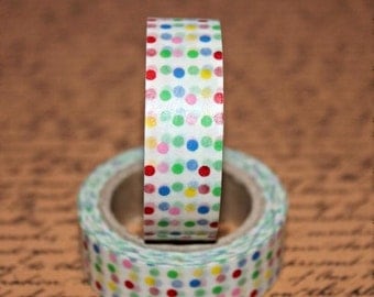 Multicoloured Polka Dot Japanese Washi - Paper - Masking - Tape - 5 Metres