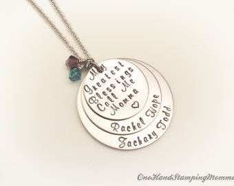 Hand Stamped Jewelry - Personalized Necklace - Personalized Mom Necklace - Hand Stamped Necklace