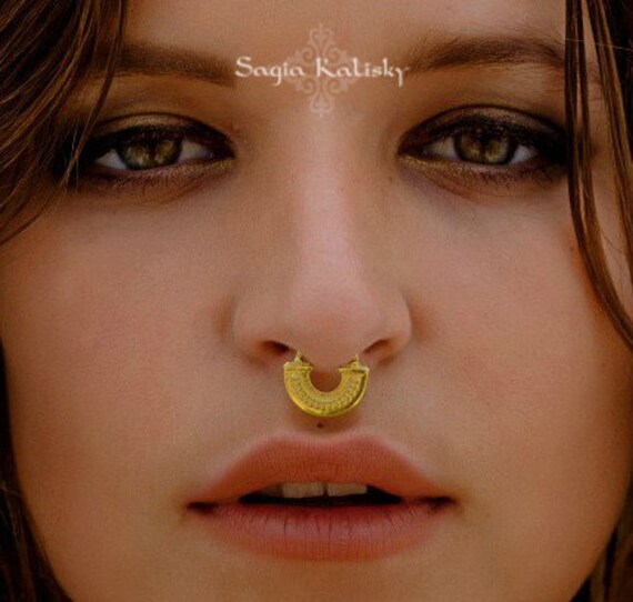 16g Septums Gold Septum Ring For Pierced Nose Tribal Septum