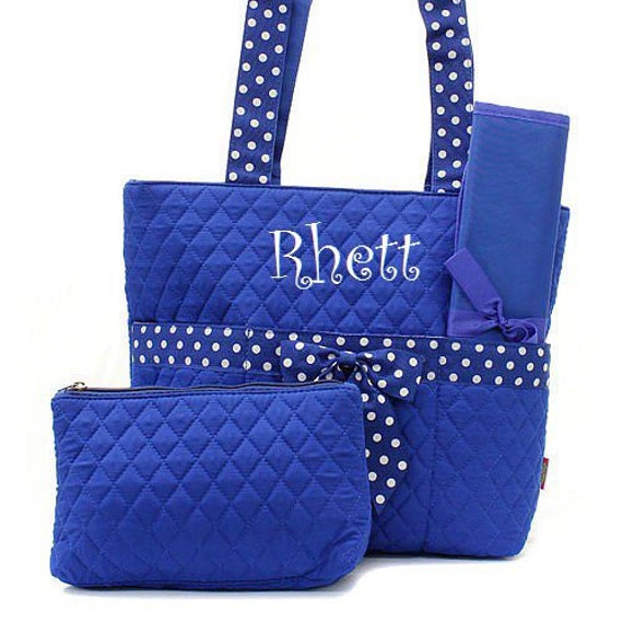 Items similar to Monogrammed Diaper Bag for Boy Royal Blue White