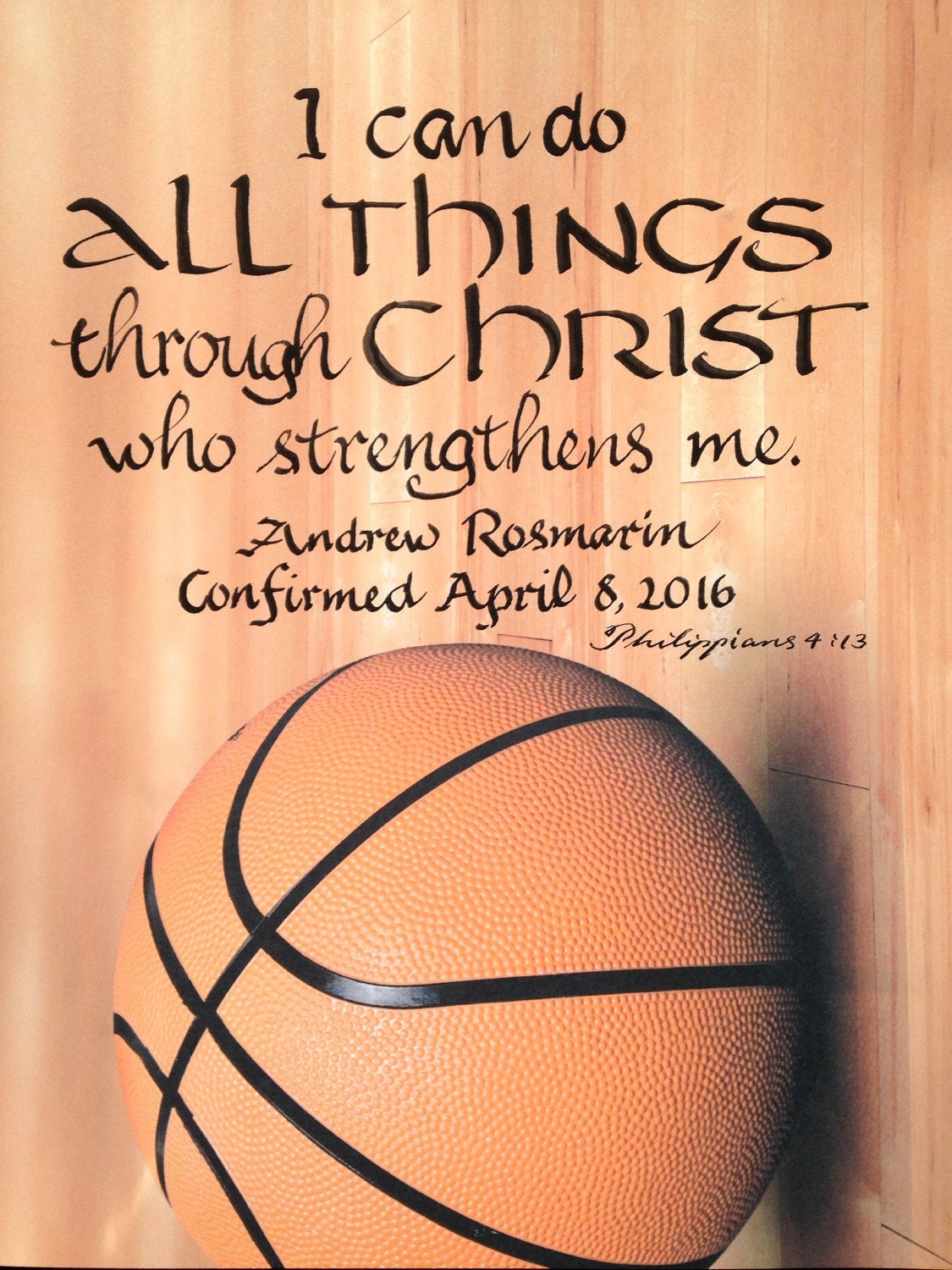 Confirmation Gift Boy Basketball Verse Custom Confirmation