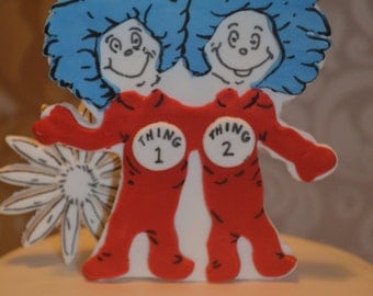 Dr. Seuss Fondant Cake Topper, Dr. Seuss Cake Topper, Dr. Seuss, Fondant Cake Topper, Thing 1 and Thing 2