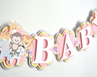 Baby Animal Baby Shower Banner - Baby Shower Decorations - Baby Zoo Themed Party - Baby Animals -Baby Girl Baby Shower Decorations