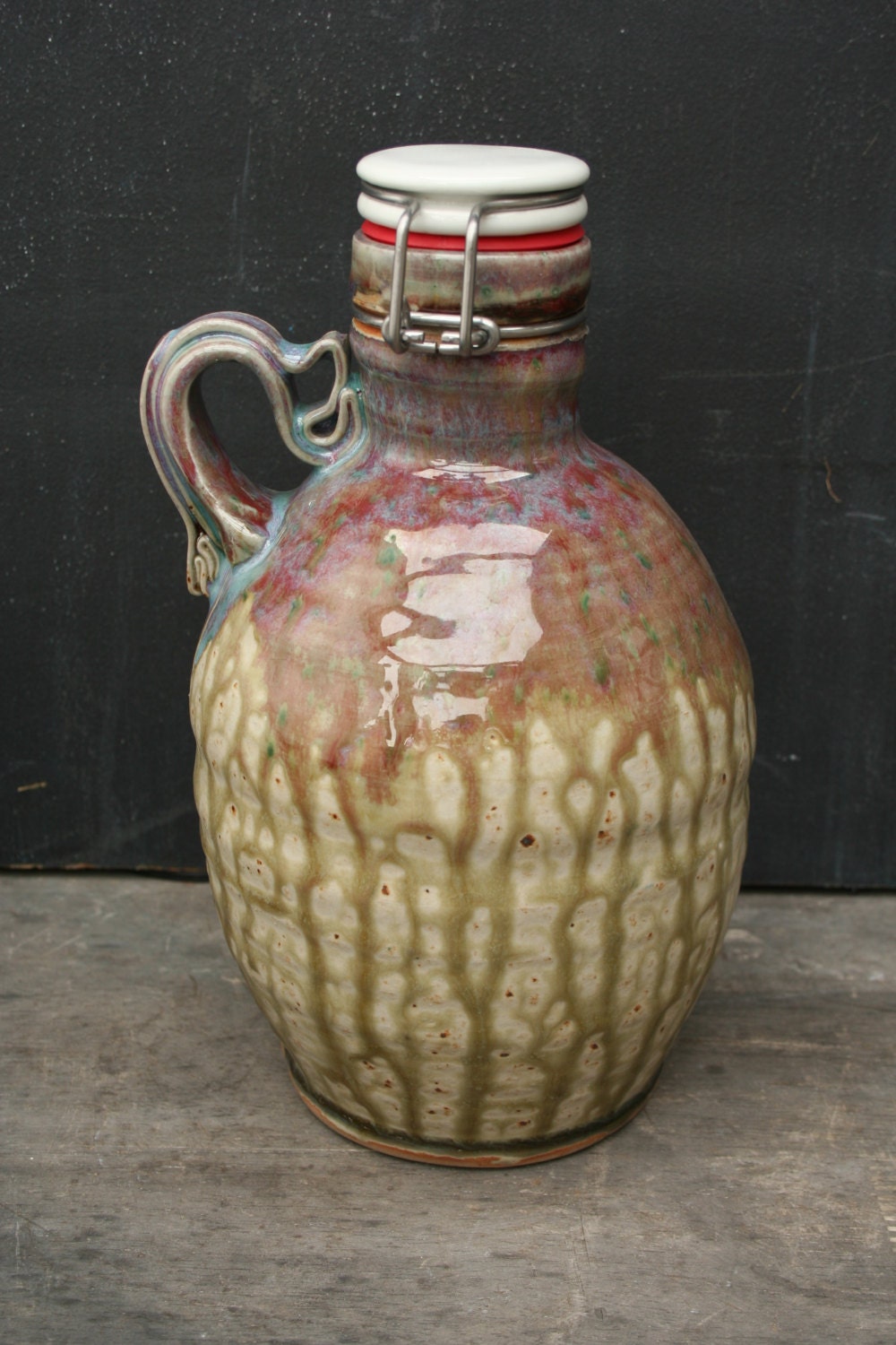 Ceramic Beer Growler Handthrown 64 oz Pottery Growler with