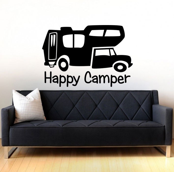 Happy Camper Wall Decal Art Decor Sticker by VinylWallArtworks