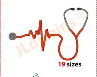 Stethoscope Embroidery Design. Embroidery designs. Heartbeat stethoscope embroidery Medical stethoscope embroidery Machine embroidery design
