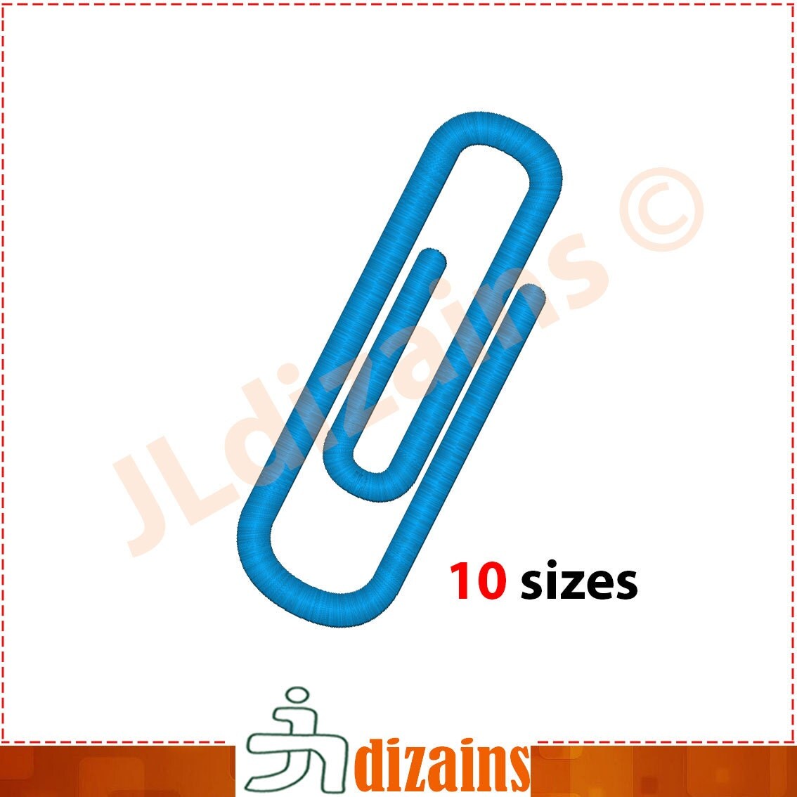 Paper clip embroidery design. Machine embroidery design