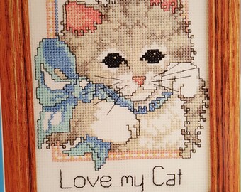 DIY (5"x 7") Love Me,Love My Cat/Counted cross stitch kit/By:Candamar Designs INC. /#5008/New