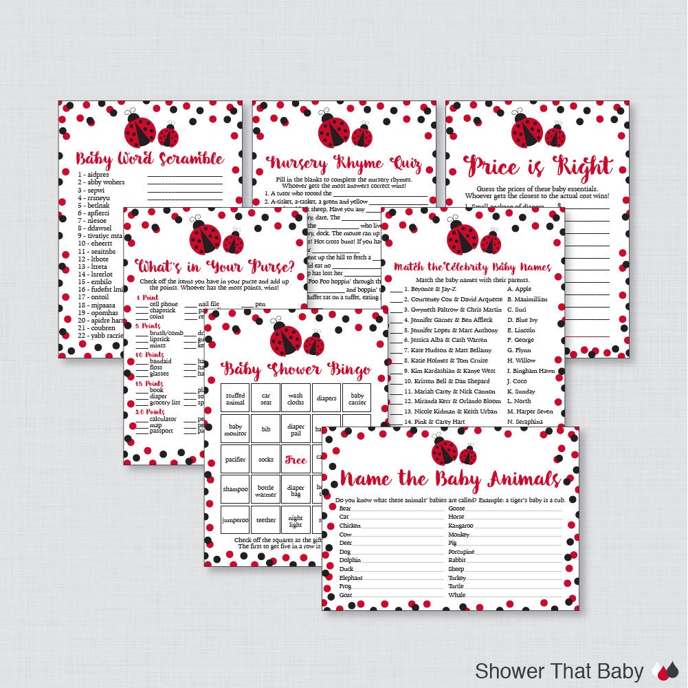 Ladybug Baby Shower Games Printable