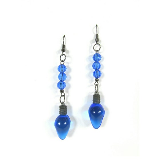 sale blue christmas light bulb dangle earrings by sale blue christmas light bulb dangle earrings by