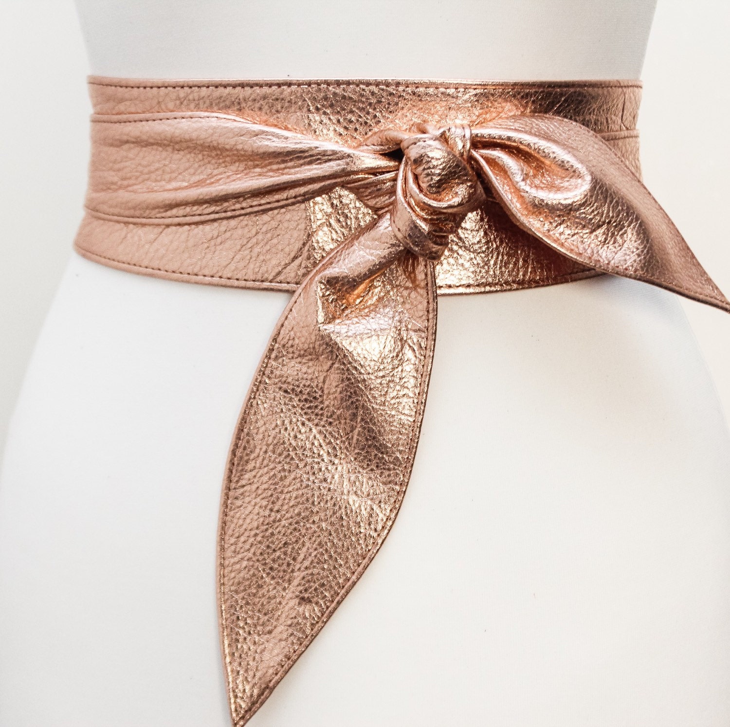 Rose Gold Leather Obi Belt Rose Gold Sash Belt Leather