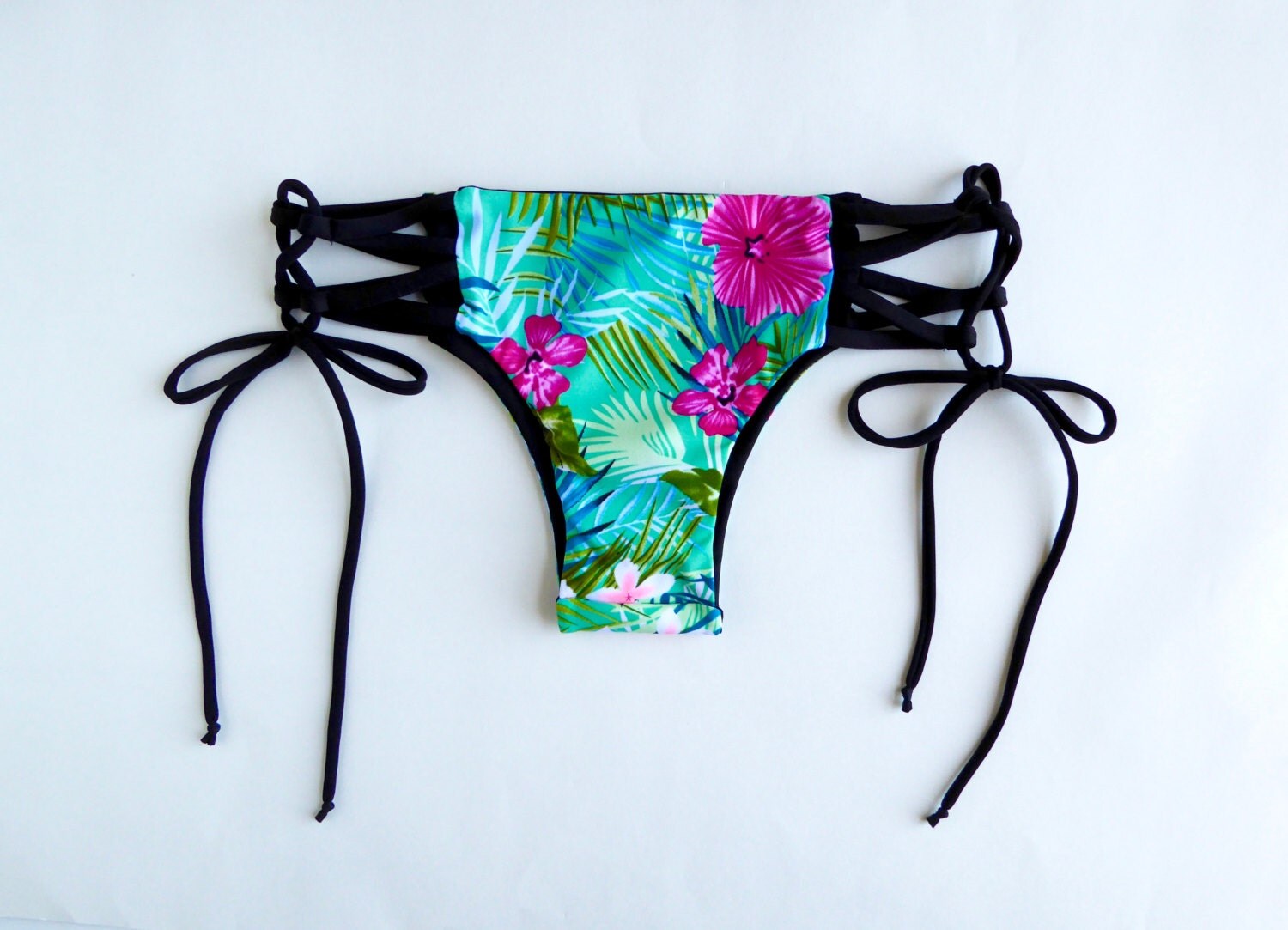 Reversible Brazilian Tie Side Bikini Bottoms MADE TO by JKINIS